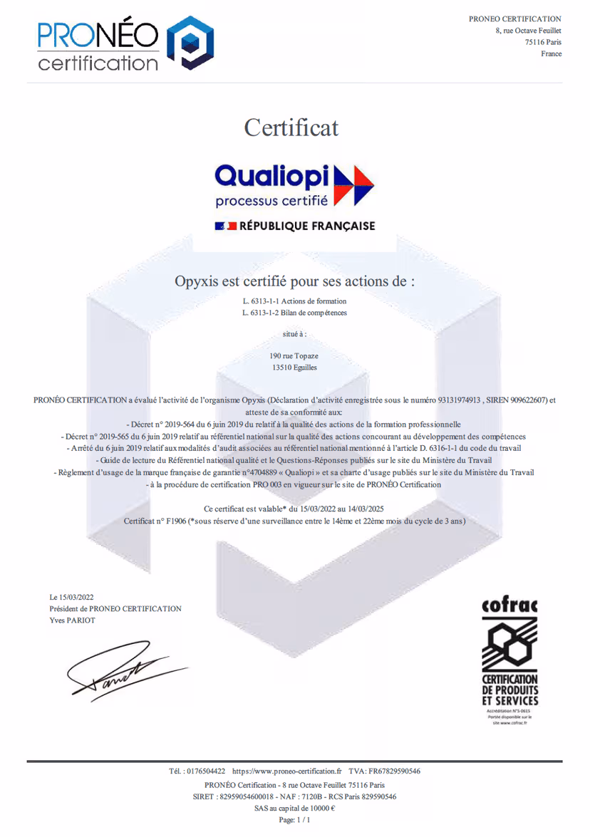 Certification Qualiopi
